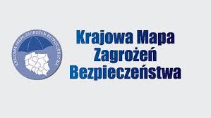 Obrazek z napisem: Krajowa Mapa Zagrożeń Bezpieczeństwa. Po lewej stronie logo z parasolką i mapą Polski