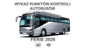 Rysunek autobusu. Napis: Wykaz punktów kontroli autobusów