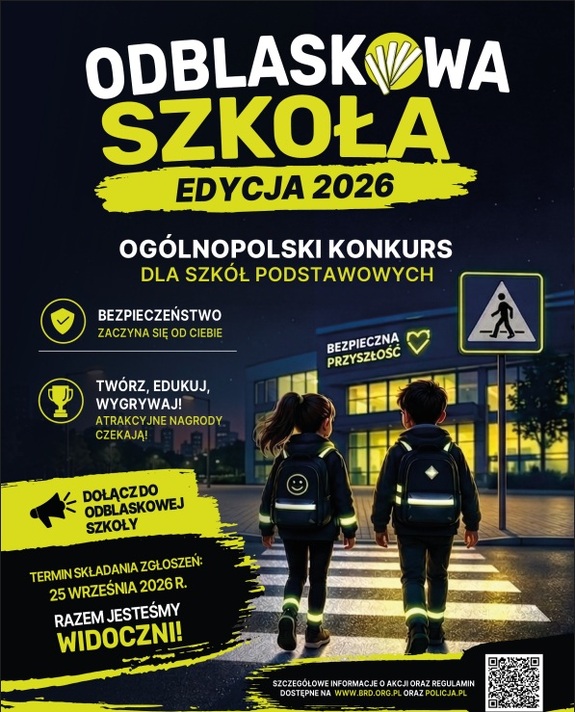 Plakat konkursu "Odblaskowa szkoła"